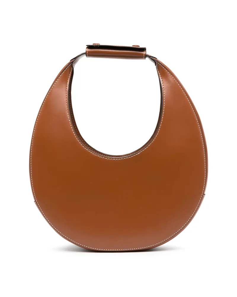 STAUD Moon Leather Shoulder Bag Brown