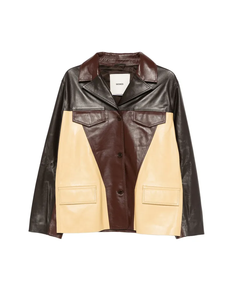 SIEDRES Asean Patch Pocket Leather Jacket Brown