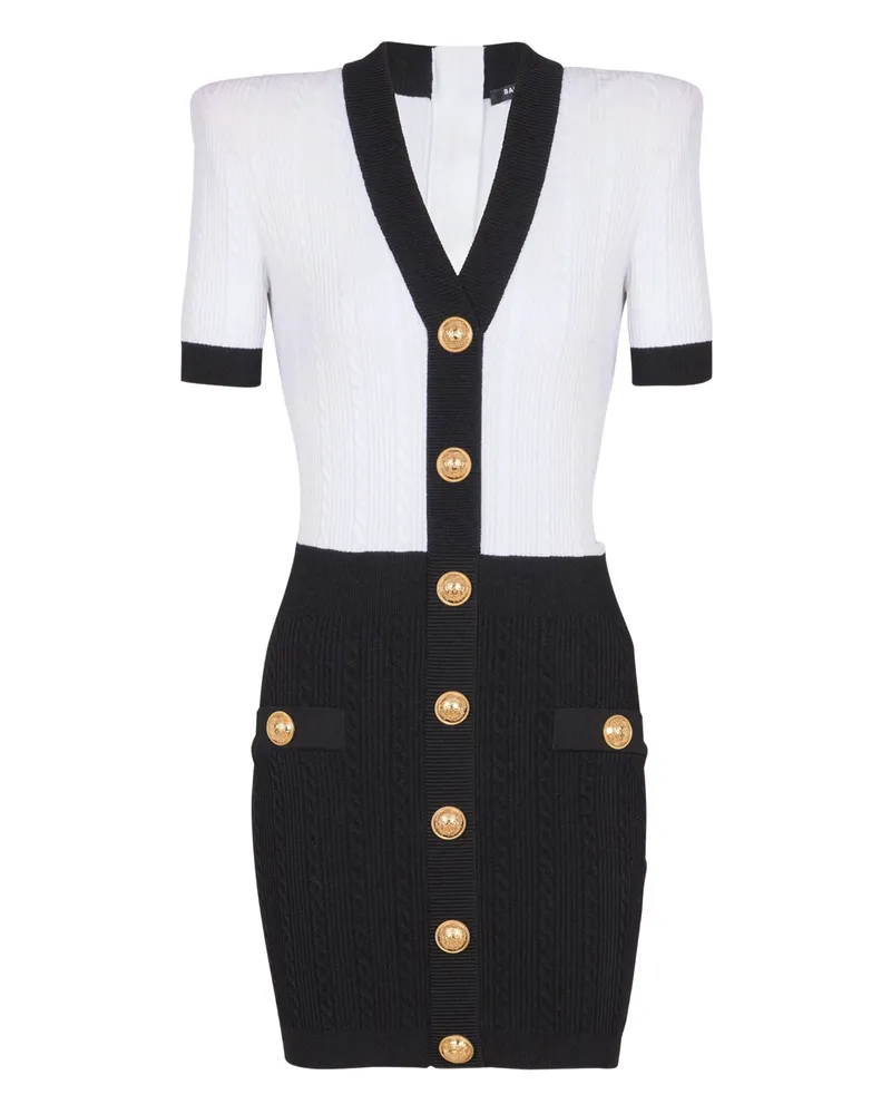 Balmain Cable-knit Bodycon Dress White