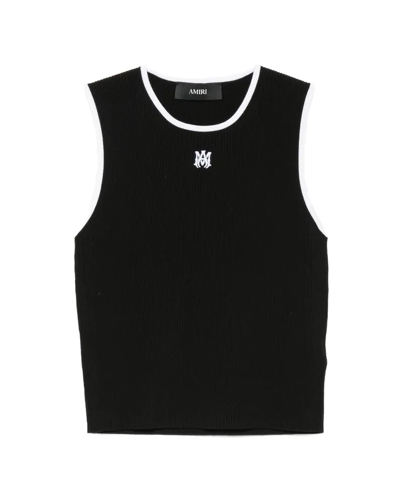 Amiri Logo-embroidered Ribbed-knit Tank Top Black