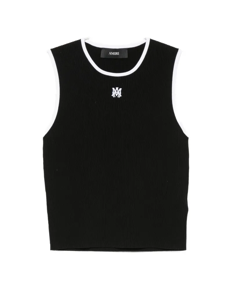 Amiri Logo-embroidered Ribbed-knit Tank Top Black