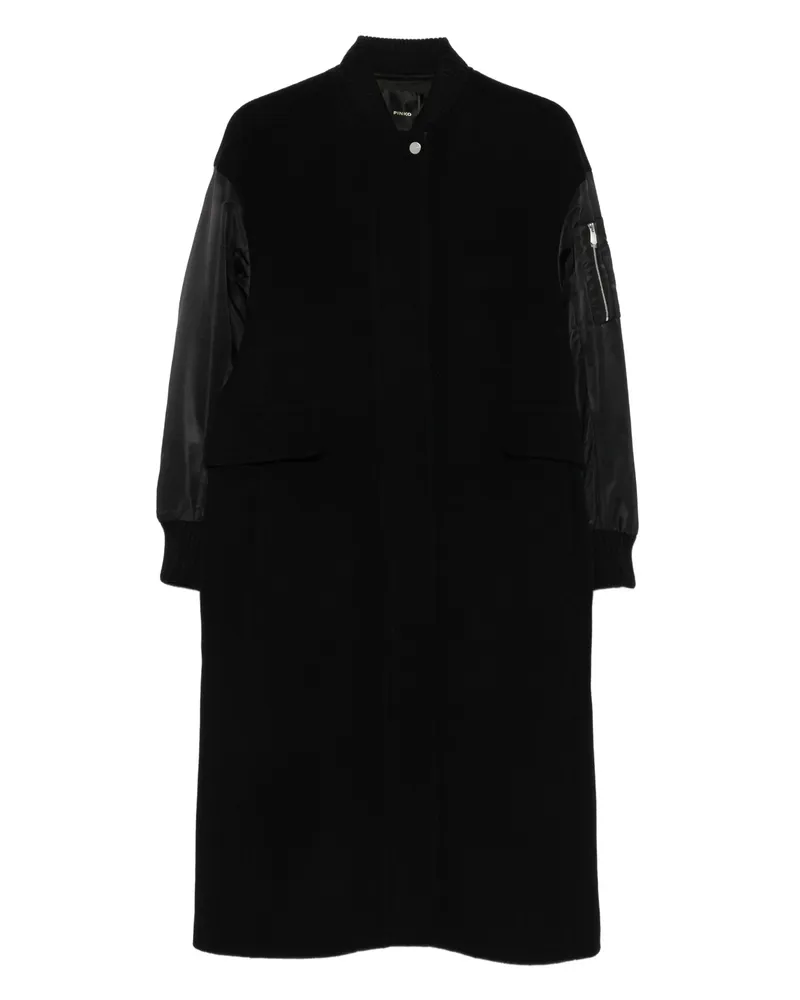 Pinko Satin-sleeve Wool Coat Black