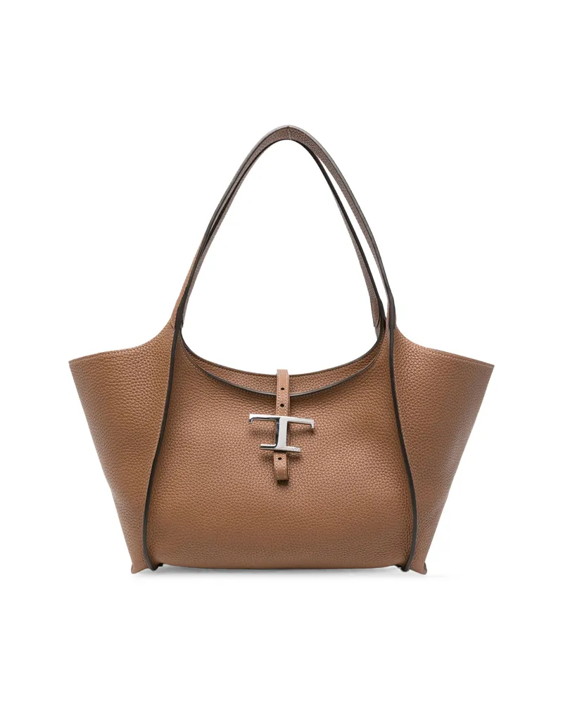 TOD'S T Timeless Leather Shoulder Bag Brown