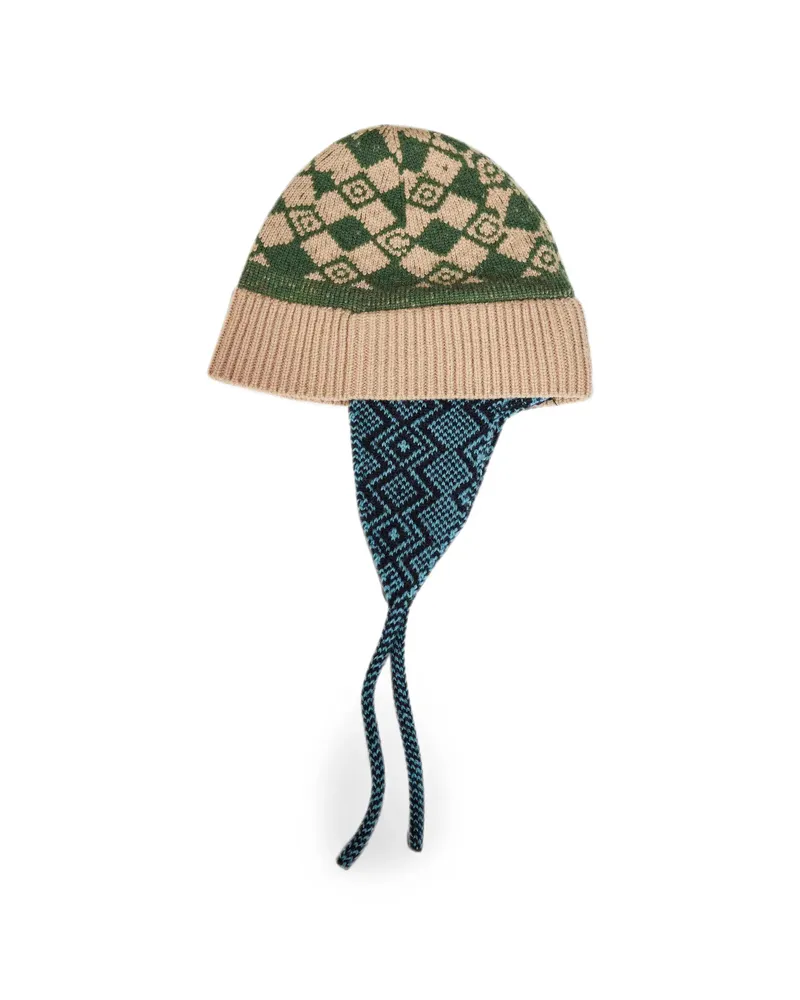 Dries van Noten Jacquard-knit Earflap Beanie Hat Neutrals