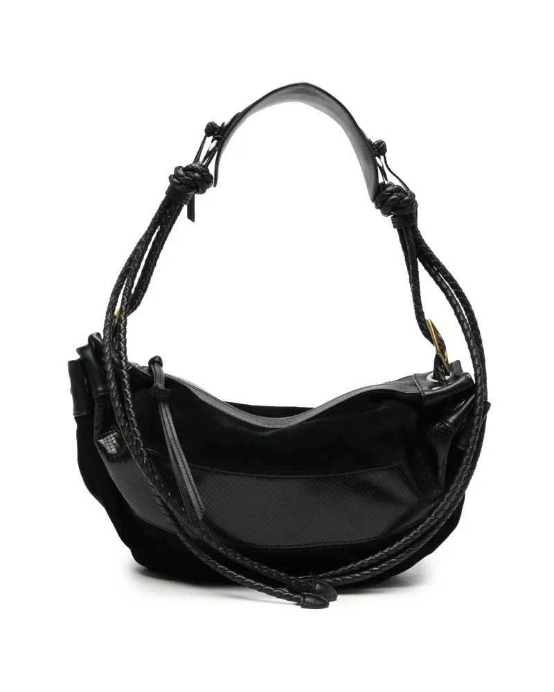 Isabel Marant Medium Maia Braided-strap Panelled Shoulder Bag Black