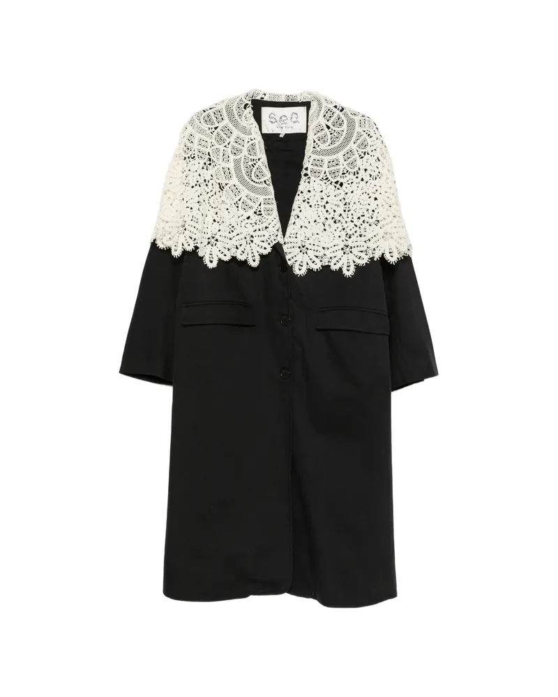 Sea Alina Lace-collar Coat Black