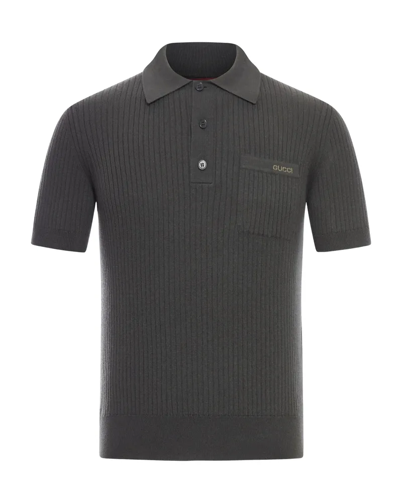 Gucci Chest-pocket Ribbed Polo Shirt Green