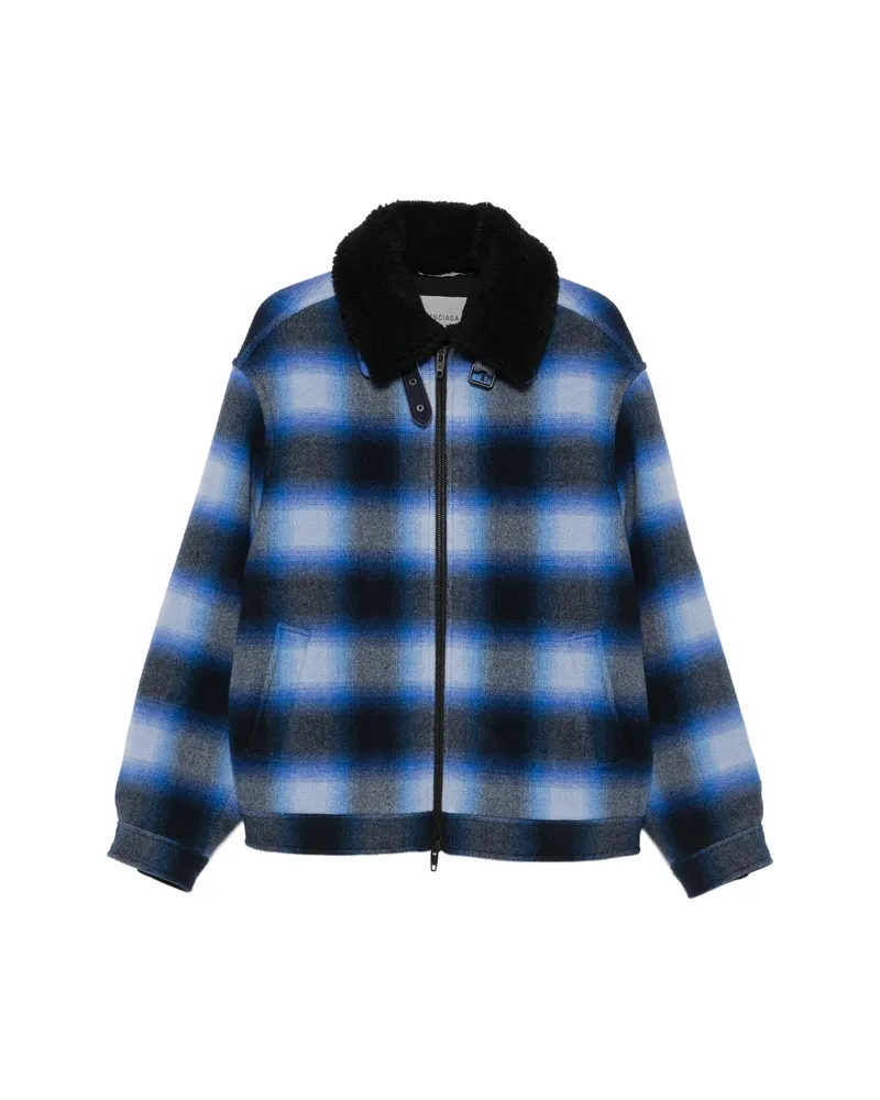 Balenciaga Check-pattern Shirt Jacket Blue
