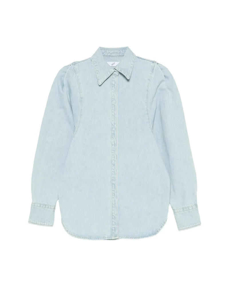 BITE Studios Puff-sleeve Denim Shirt Blue