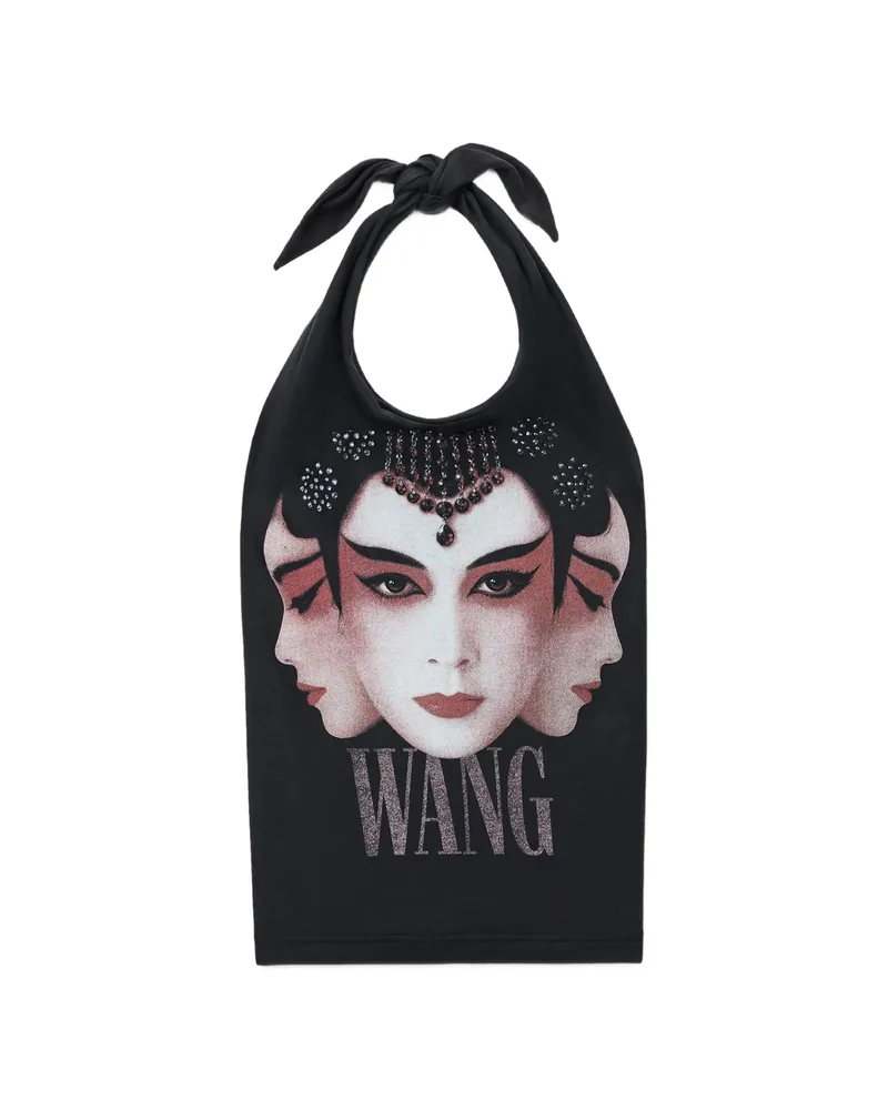 Alexander Wang Halter Top W/ Hotfix Graphic Black