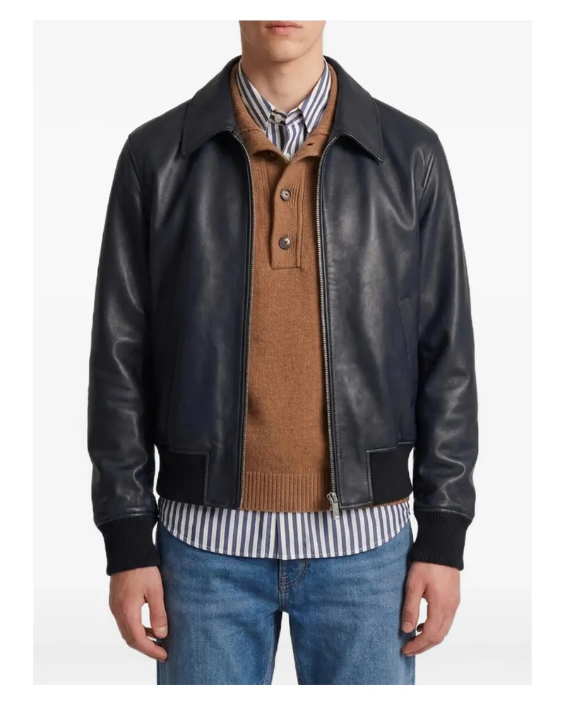 AMI Paris Lamb-leather Zipped Jacket Black