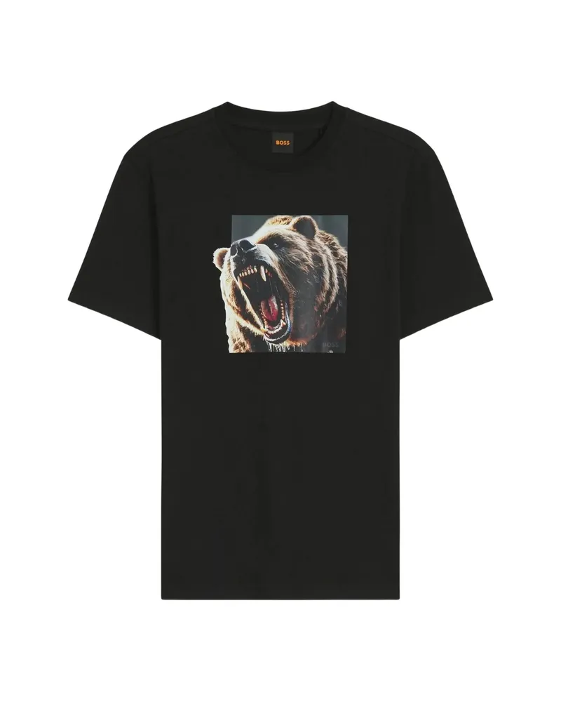HUGO BOSS Dobermann Bear-print T-shirt Black