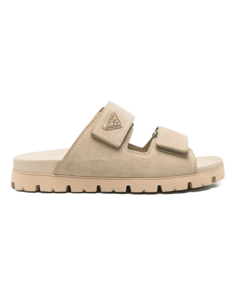Prada Logo-appliqué Sandals Neutrals