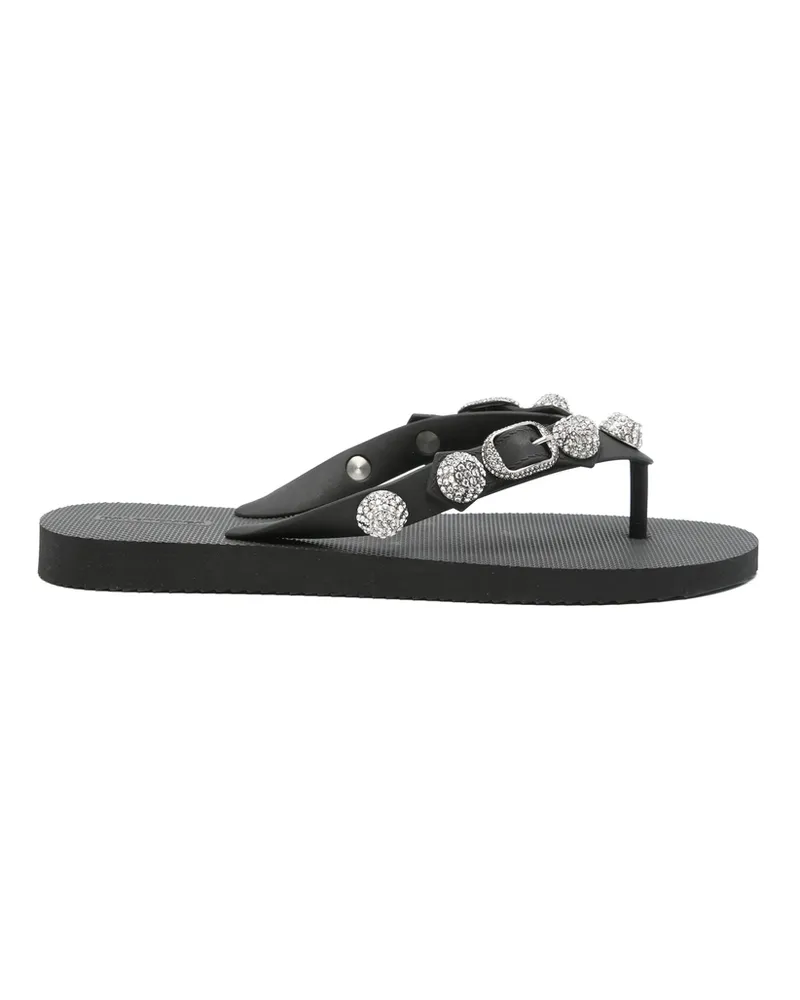 Balenciaga Cagole Thong Flip Flops Black