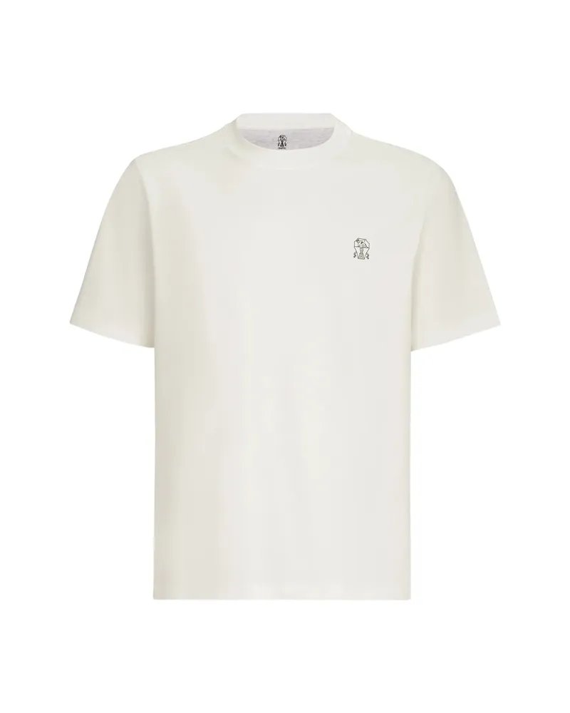 Brunello Cucinelli Cotton-jersey Crew-neck T-shirt With Logo White