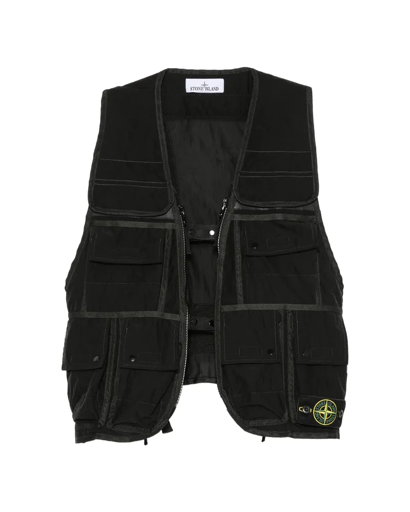 Stone Island Logo-patch Multi-pocket Gilet Black