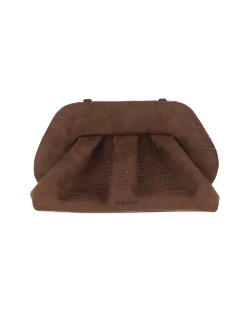 THEMOIRÈ Bios Crocodile-effect Clutch Bag Brown