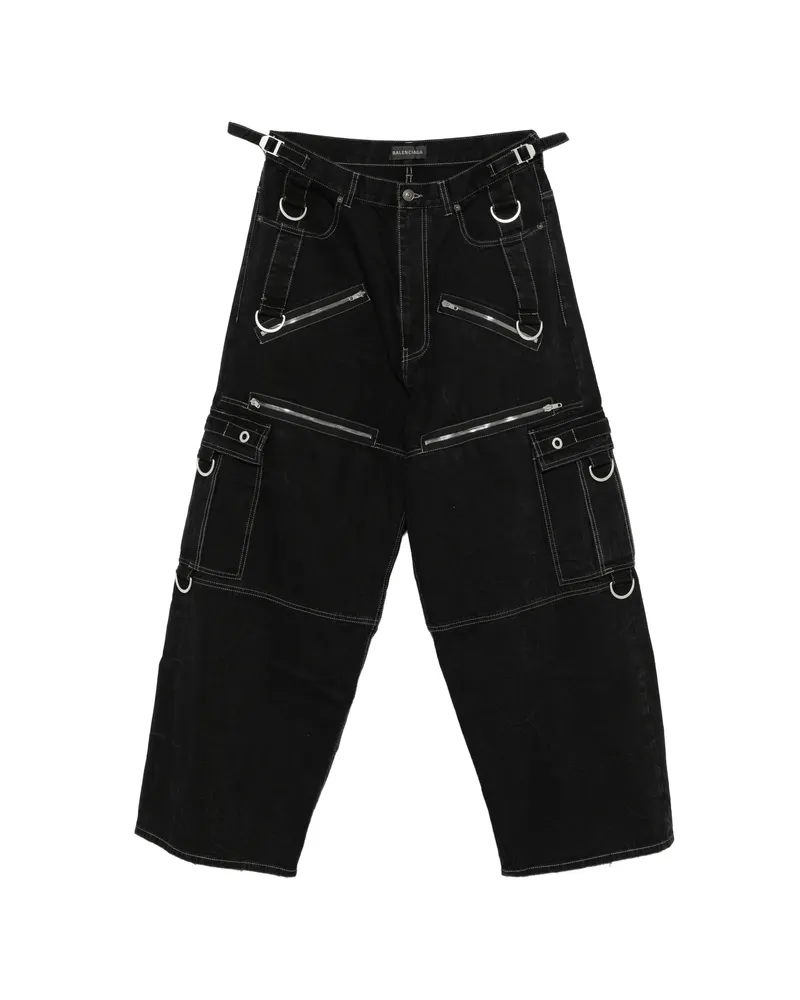 Balenciaga Contrast-stitching Straight Jeans Black