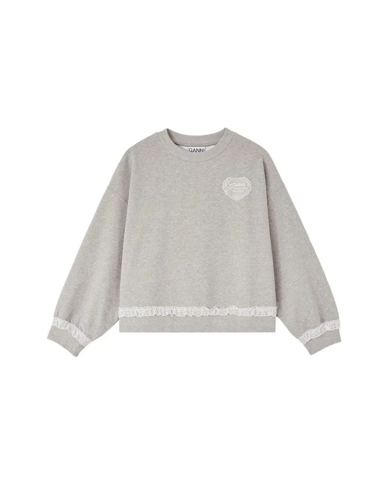 Ganni Isoli Lace-trim Sweater Grey