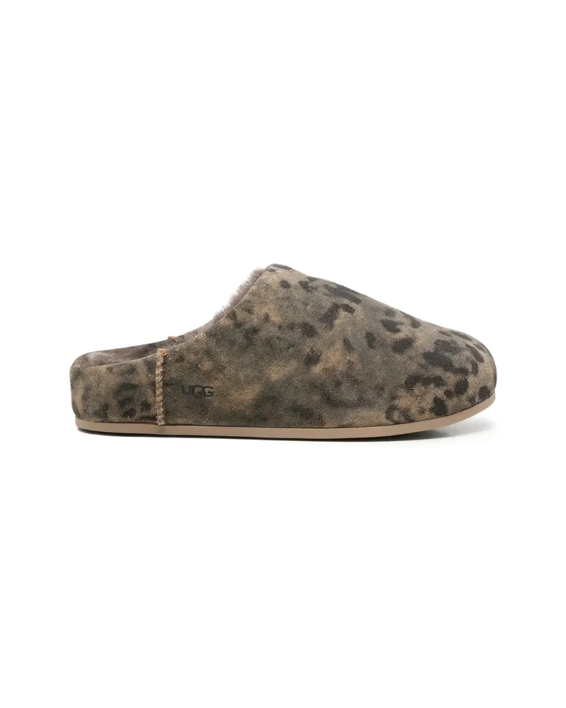UGG Elea Leopard-print Shearling Slippers Green