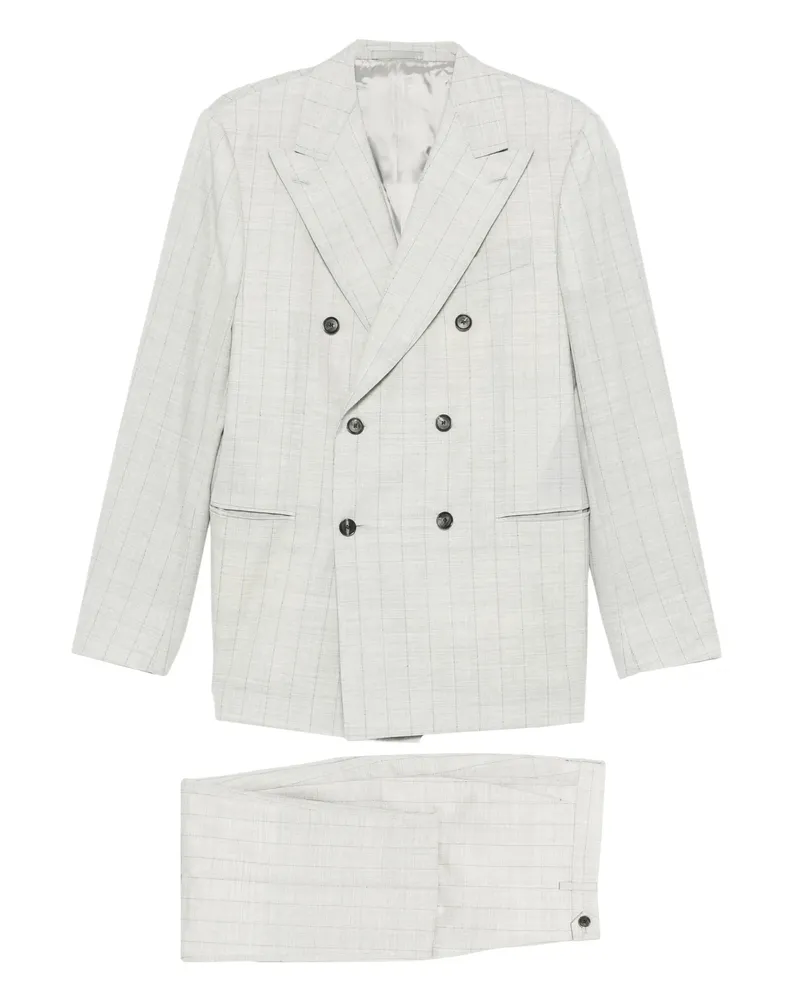 Caruso Norma Double-breasted Check-pattern Suit Grey