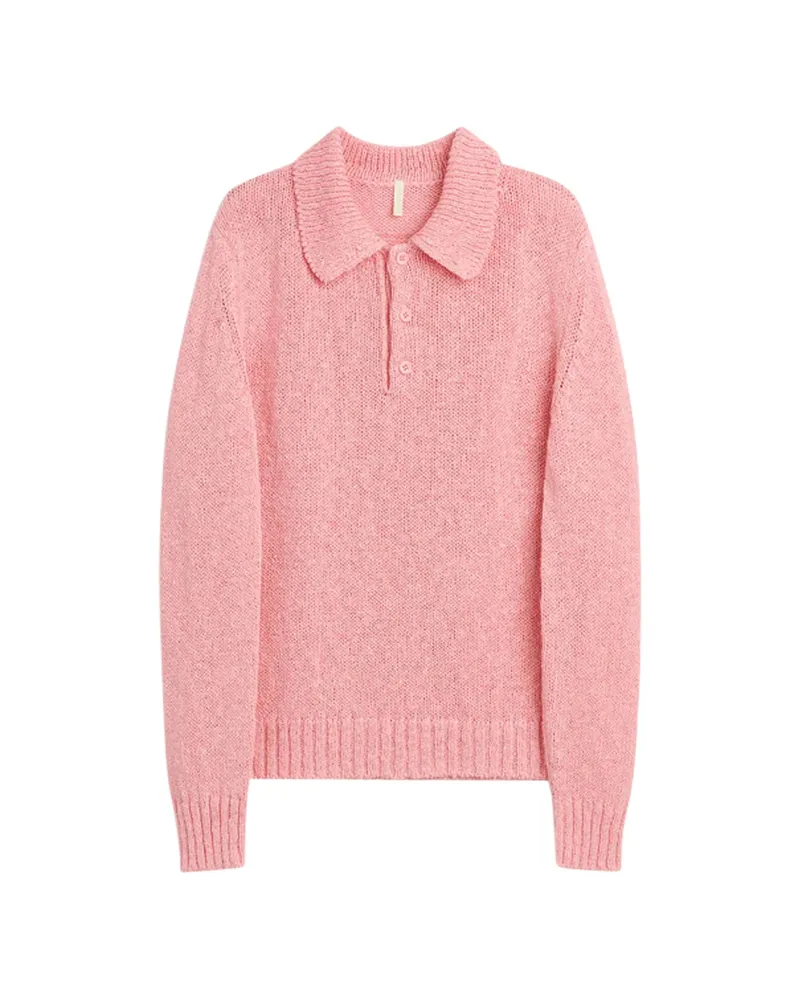 Sunflower Button Knitted Polo Shirt Pink