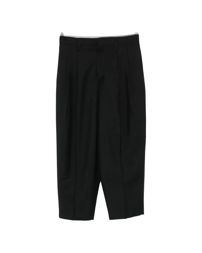 Jil Sander Pleated Cropped Trousers Black