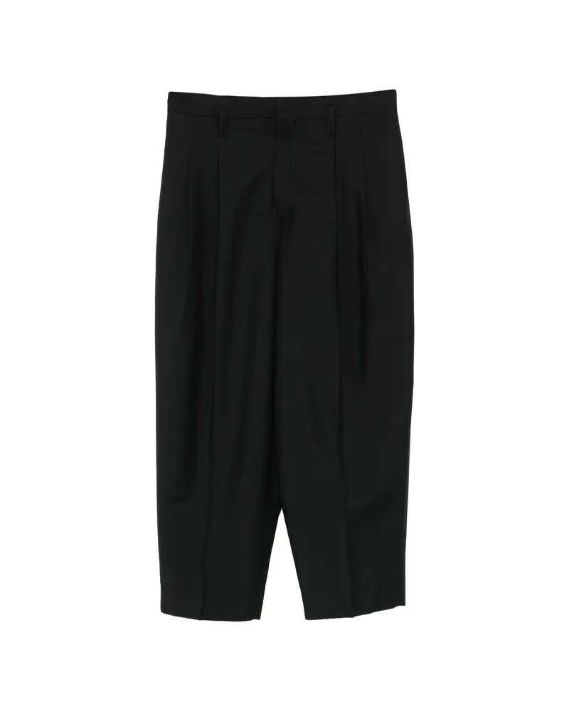 Jil Sander Pleated Cropped Trousers Black