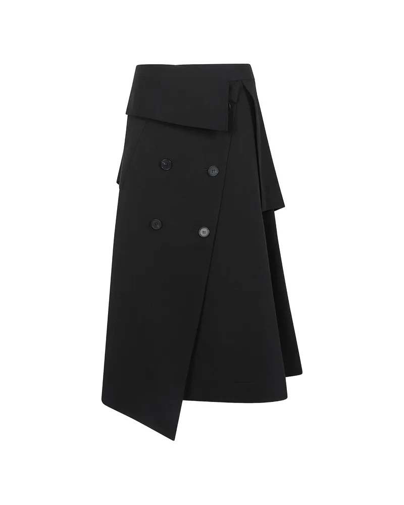 Róhe Double-breasted Asymmetric Midi Skirt Black