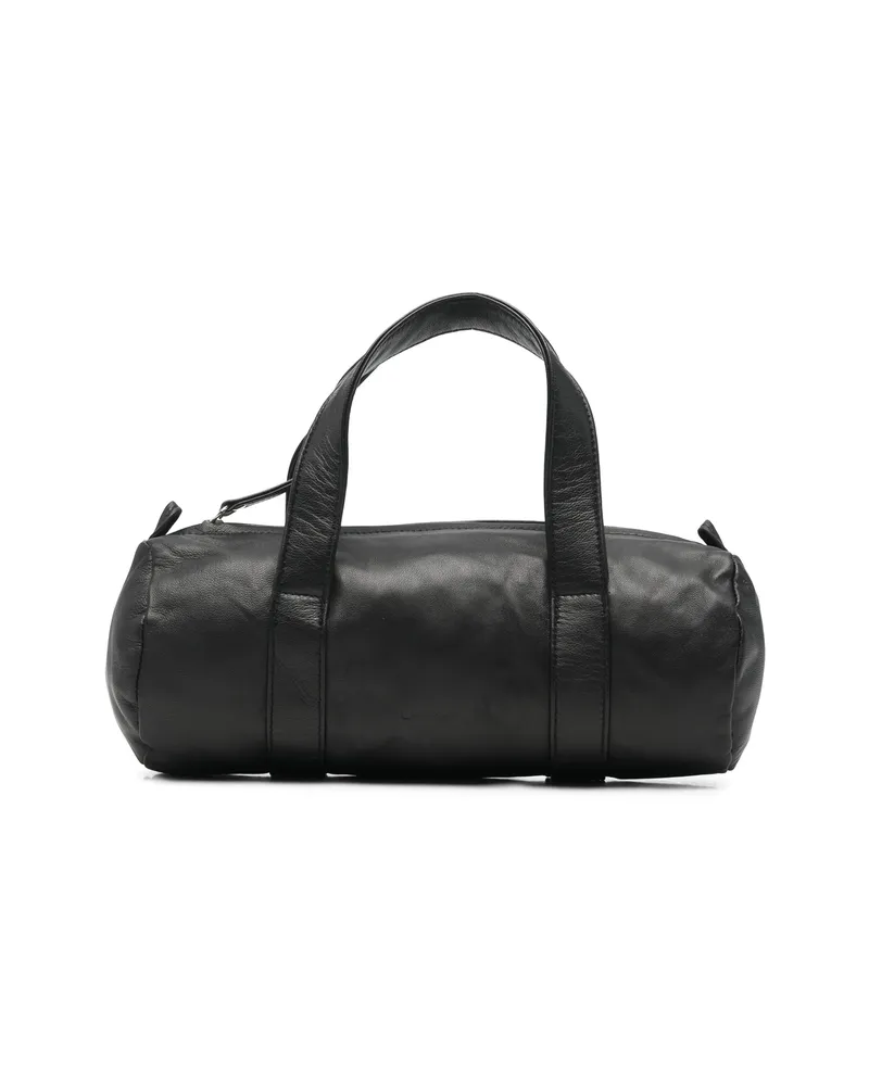 GIMAGUAS Barrel-shaped Leather Tote Bag Black