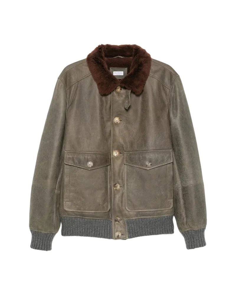 Brunello Cucinelli Shearling-trim Button-up Jacket Green