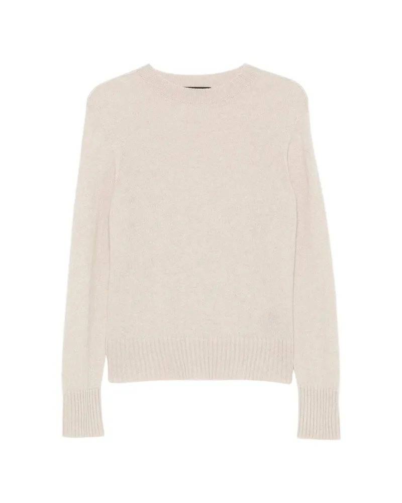ARAGONA Ribbed-trim Crew Neck Sweater Neutrals