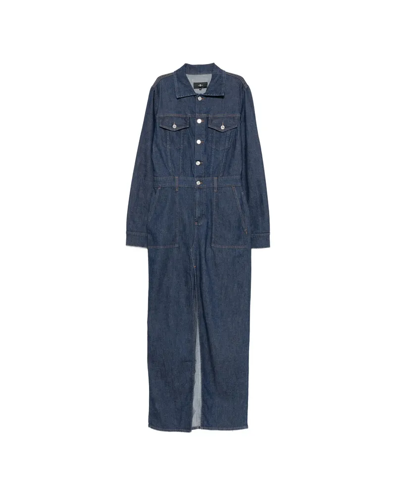 7 for all mankind Utility Front-slit Maxi Denim Dress Blue