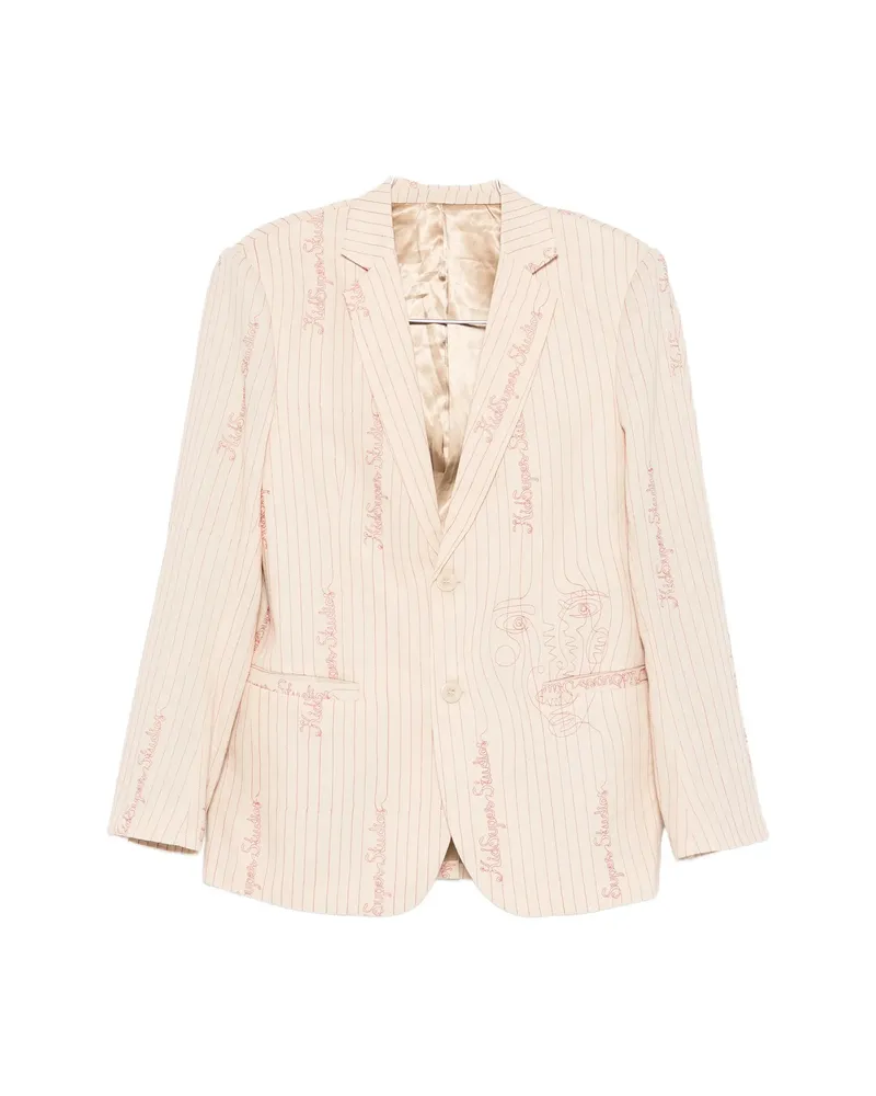 KidSuper Pinstripe-embroidered Blazer Neutrals