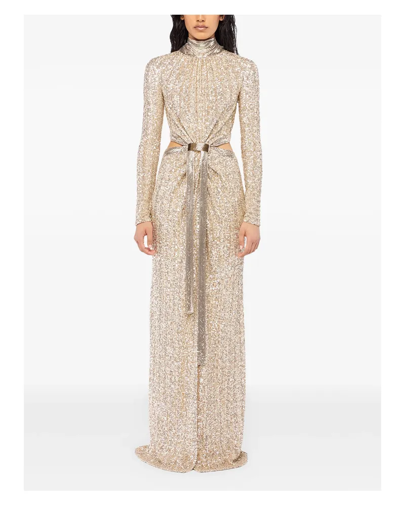 Paco Rabanne Sequin-embellished Cut-out Dress Gold