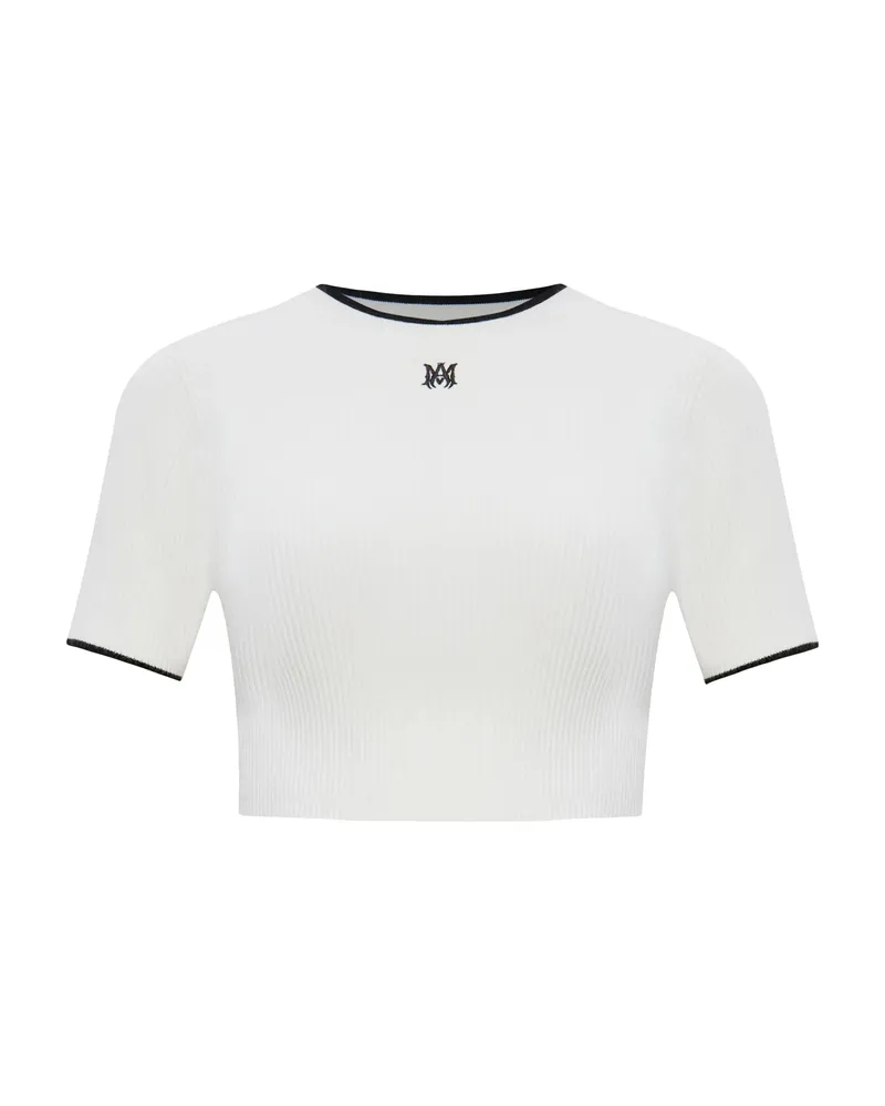 Amiri Cropped Ribbed T-shirt White