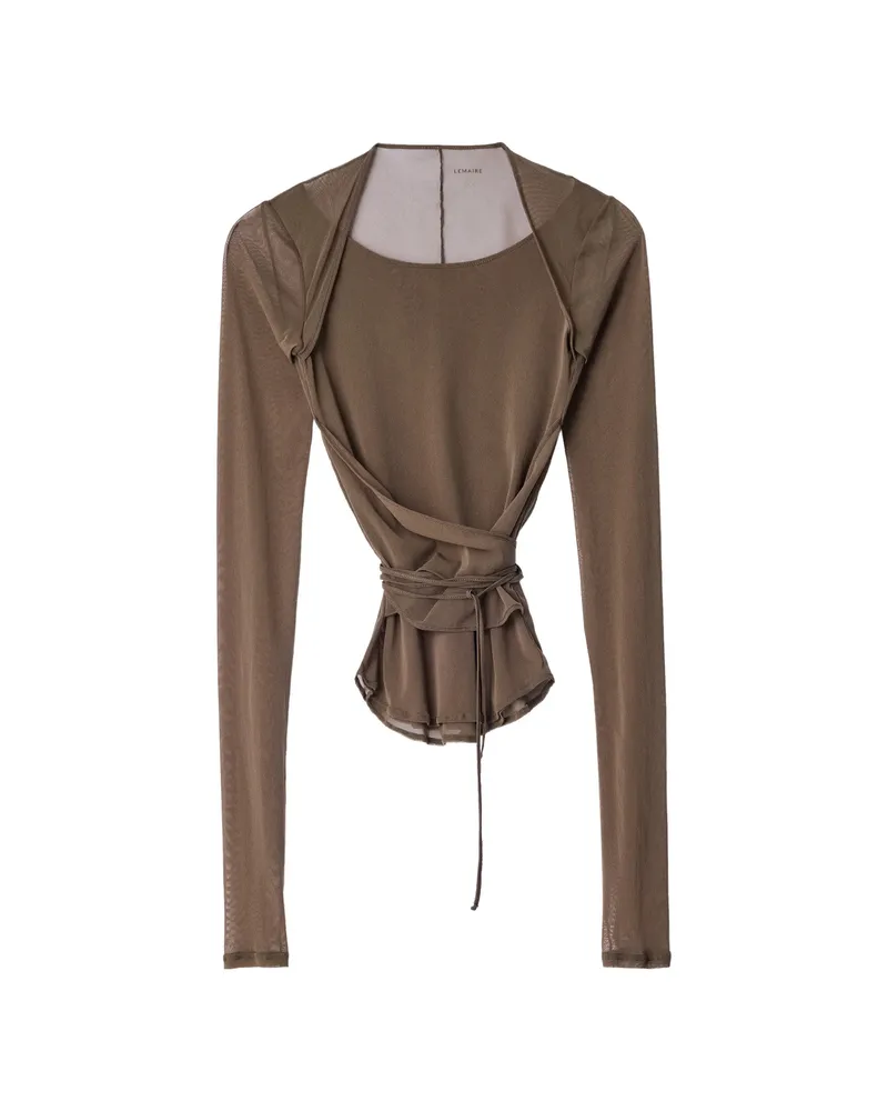 Christophe Lemaire BALLERINA WRAP TOP IN MESH JERSEY Brown