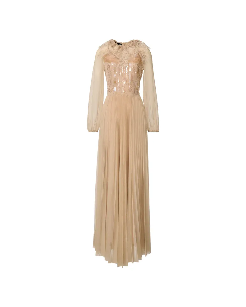 Fabiana Filippi Sequin Pleated Dress Neutrals