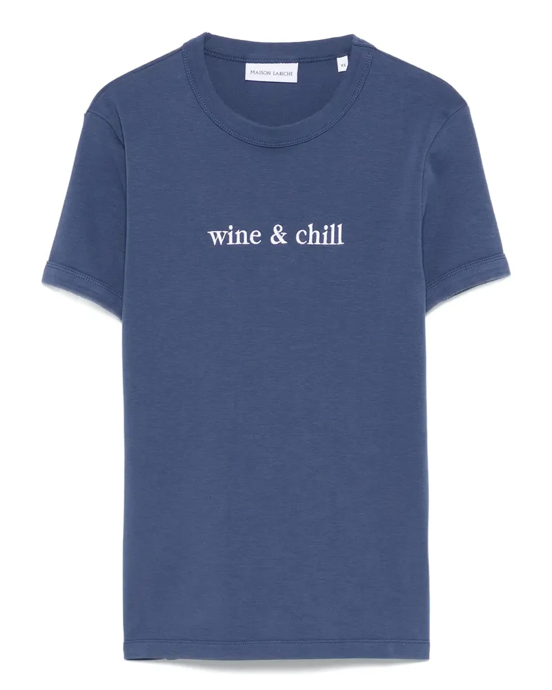 Maison Labiche Embroidered-detail Cotton T-shirt Blue