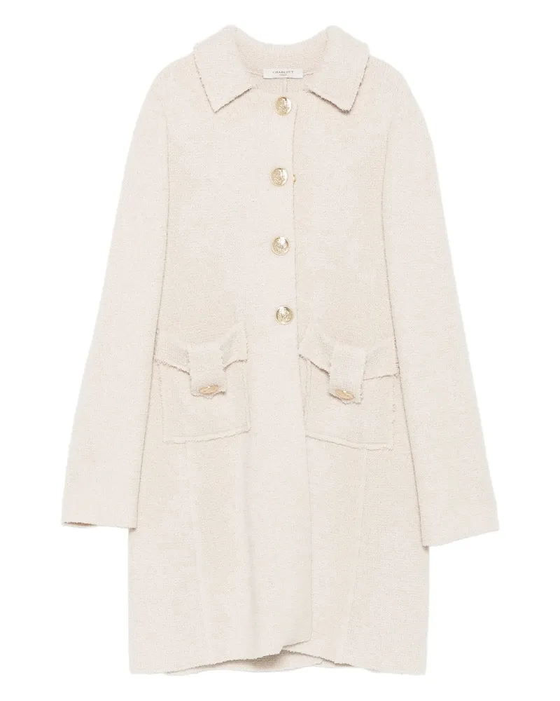 Charlott Single-breasted Flap-pocket Coat Neutrals