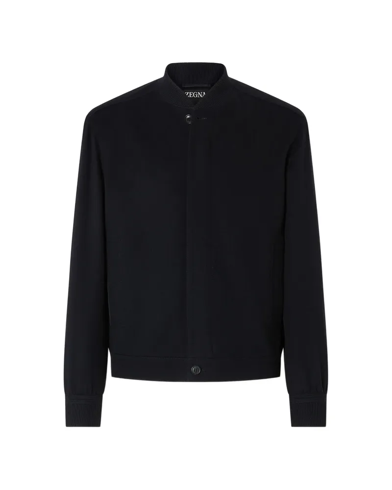 Ermenegildo Zegna Navy Blue Oasi Cashmere-elements Bomber Jacket Blue