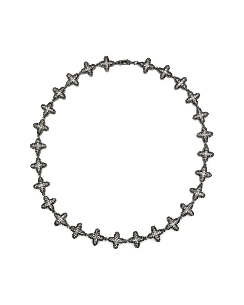 DARKAI Crystal-embellished Cross-link Necklace Black