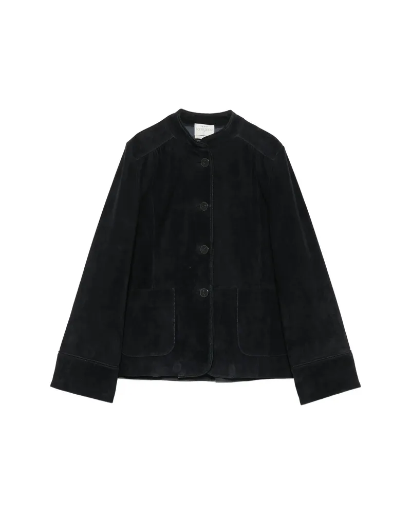 forte_forte Suede Mandarin-collar Jacket Black