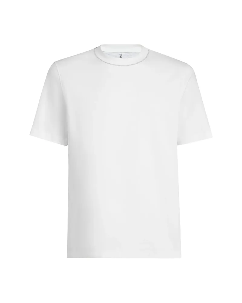 Brunello Cucinelli Cotton Jersey T-shirt With Piping White
