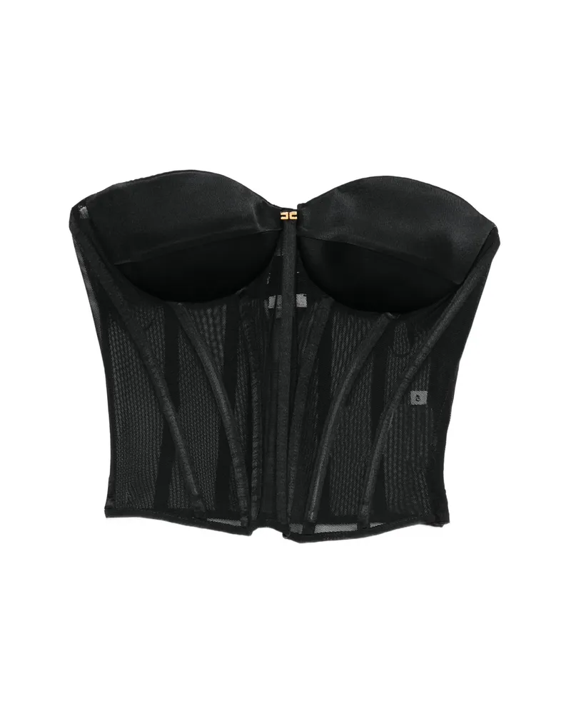 Elisabetta Franchi Mesh Corset Top Black