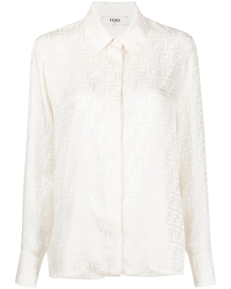 Fendi FF-jacquard Silk Shirt Neutrals