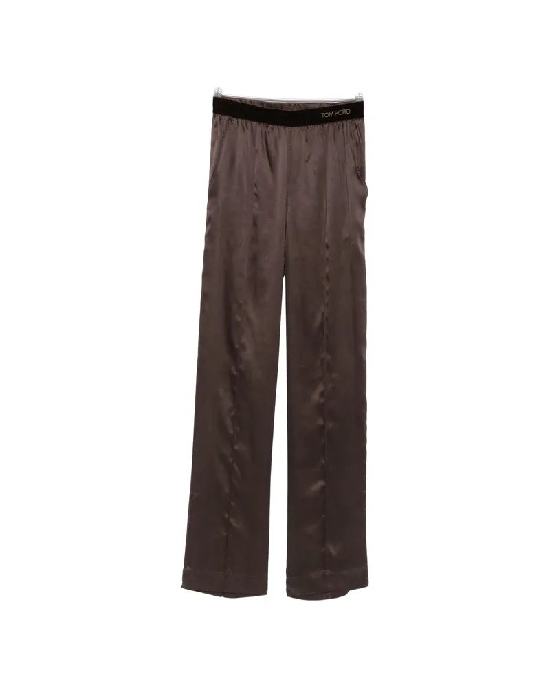 Tom Ford Logo-waistband Trousers Brown