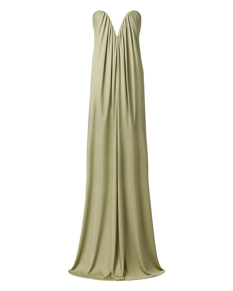 NEW ARRIVALS Olivienne Heart-neck Maxi Dress Green
