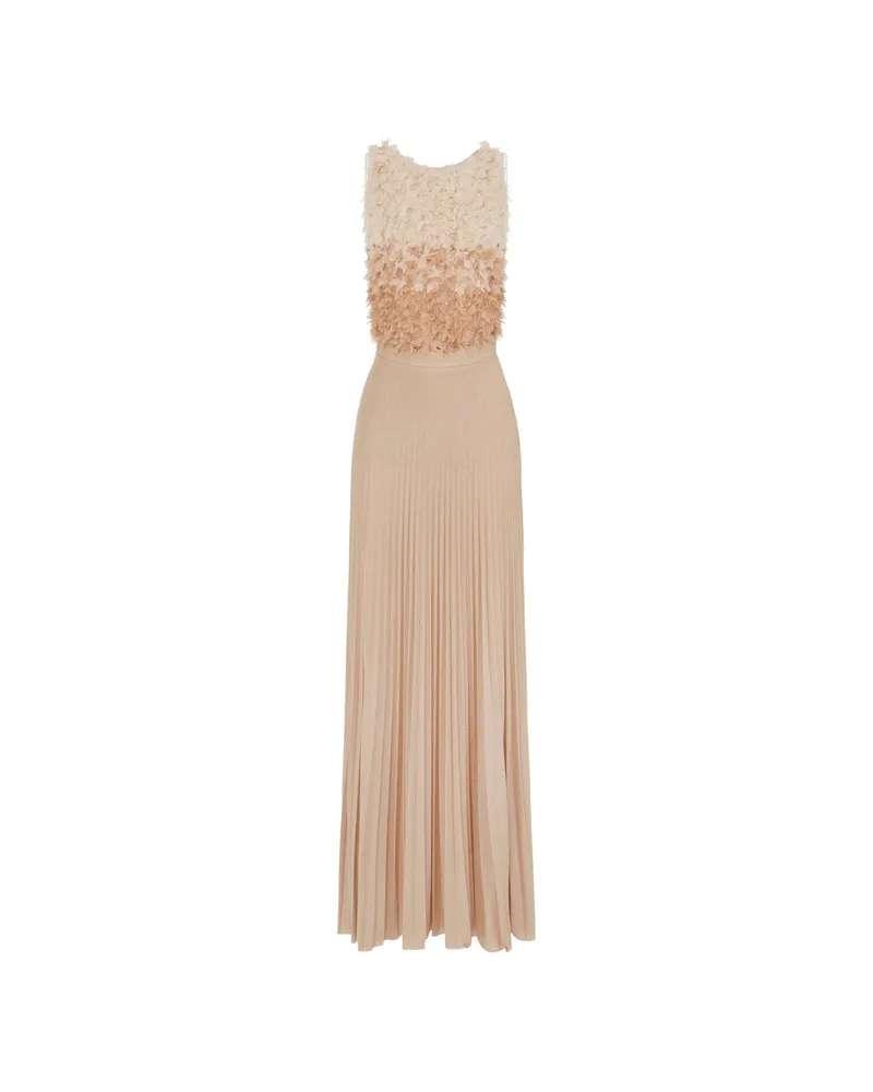 Elisabetta Franchi Pleated Maxi Dress Neutrals