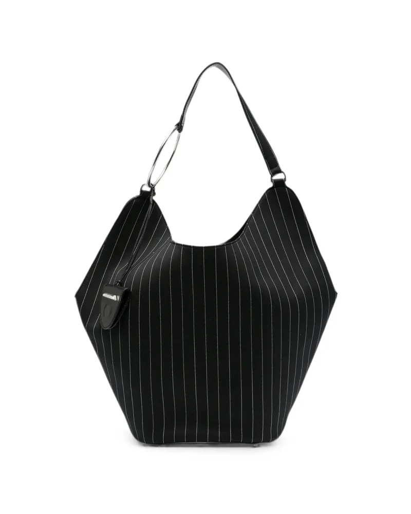 Dondup Pinstripe-pattern Ring-handle Tote Bag Black